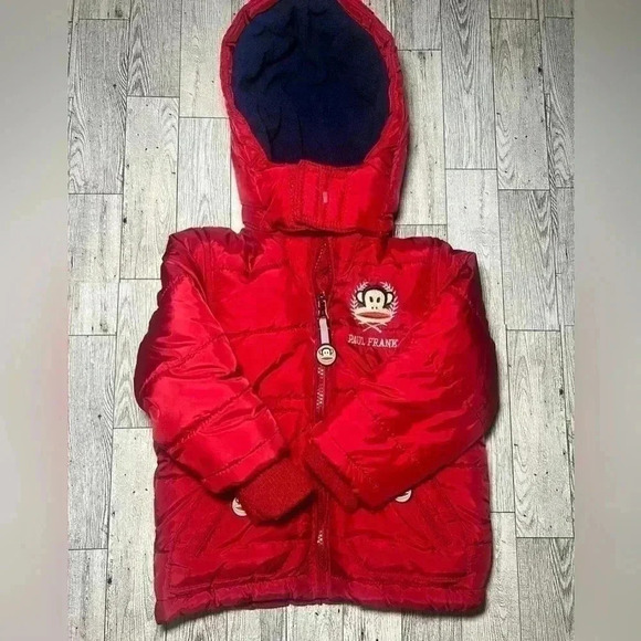 Paul Frank Red Puffer Jacket – Size 18-24 Months | Iconic 90s Monkey Logo | - Picture 8 of 10